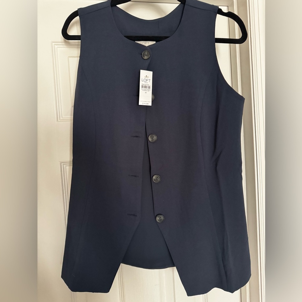 LOFT Midnight Blue Button-Front Vest